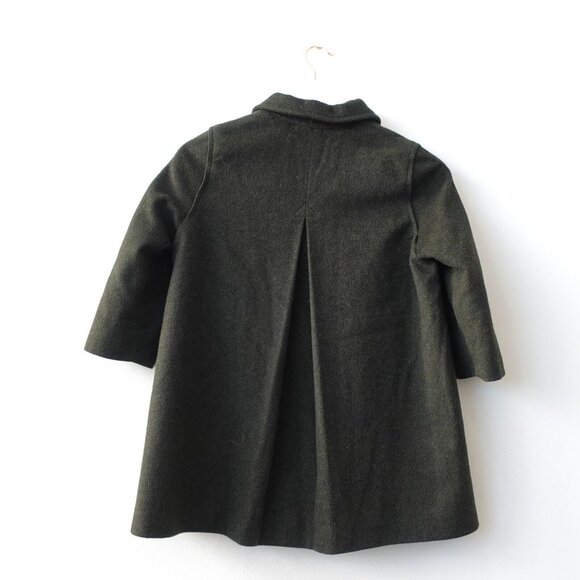 Wool Coat Girls 26 Wool Alpaca Italian Jacket 14 Dark Green Forest MERLET Italy - Picture 12 of 16